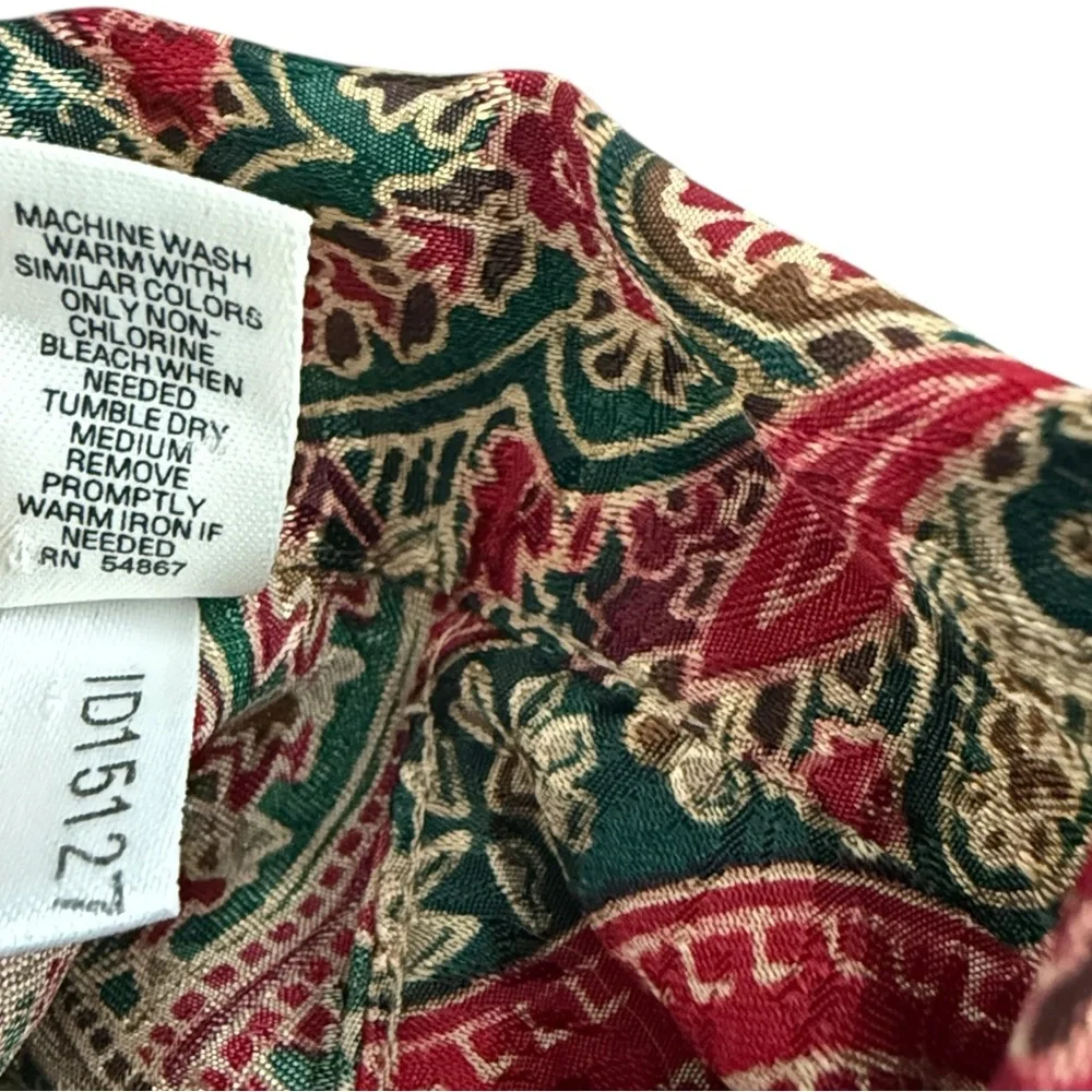 Victoria's Secret Red Green Paisley Gown Sleepwear Shirt Sz M